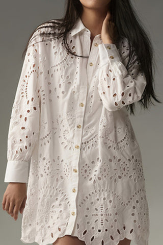 Eyelet Long Shirt Blouse