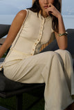 Button-Front Ribbed Tank Top