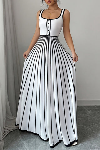 Striped Button Maxi Dress