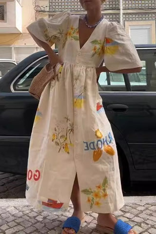 Tropical Print Casual Dress