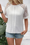 Lace-Sleeve Casual Blouse