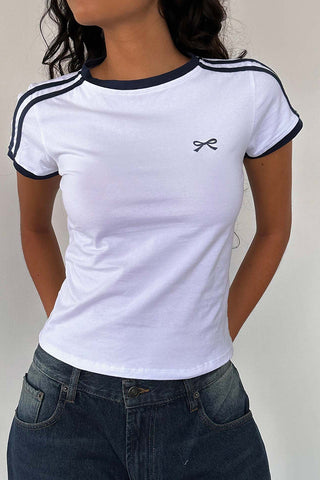 Sporty Striped Crop T-Shirt