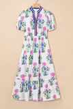 Puff Sleeve Empire Waist Midi Dress