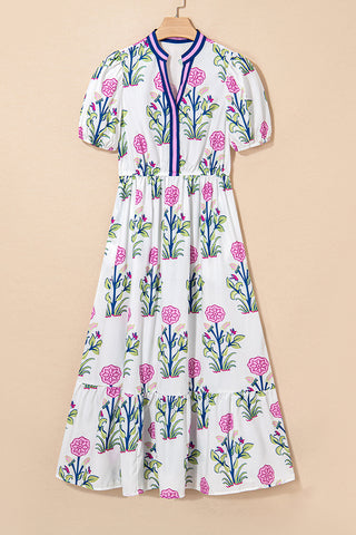 Puff Sleeve Empire Waist Midi Dress