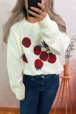 Playful Tomato Pattern Sweater