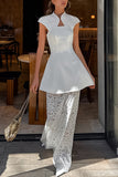 Elegant Skirt Set with Lace Accents