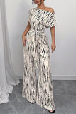 One-Shoulder Tie-Waist Jumpsuit