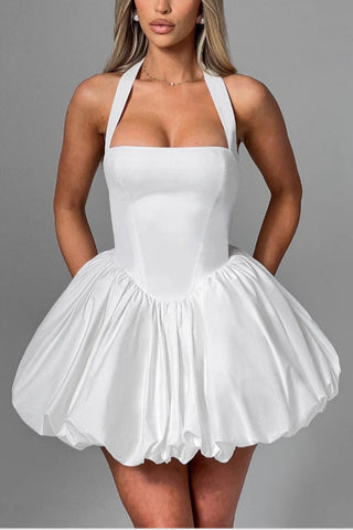 Halter-Neck Bubble Hem Dress