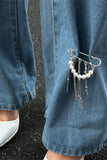 Elegant Chain and Pearl Brooches