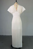 Pleated Dress with Waist Cutout