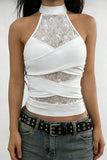 Lace Detail Halter Tank Top