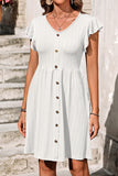 Button-Front Flutter Sleeve Dress