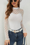 Polka Dot Mesh Sleeve Top