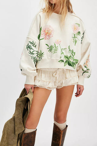 Floral Print Oversized Sweatshirt