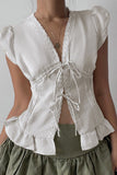 Tie-Front Ruffled Blouse