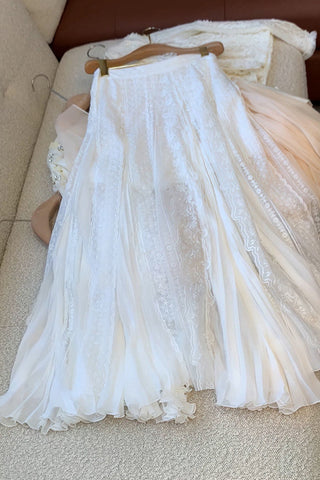 Elegant Pleated Skirt with Lace Detail