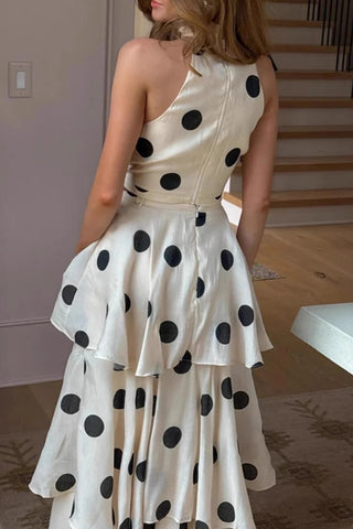 Polka Dot Ruffle Halter Dress