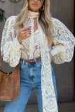 Elegant Lace Button-Up Blouse