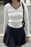 V-Neck Cable Knit Sweater