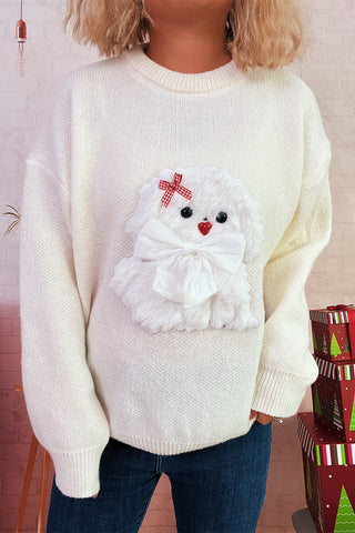 Playful Puppy Appliqué Sweater