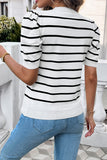 Striped Puff Sleeve Knit Top