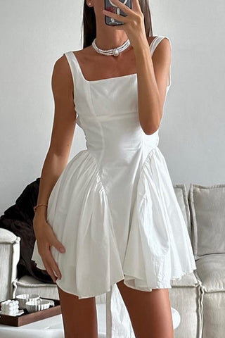 Square-Neck Flared Casual Dress
