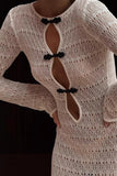 Elegant Knot-Detail Long Casual Dress