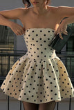 Strapless Polka Dot Casual Dress