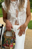 Sleeveless Lace Detail Blouse
