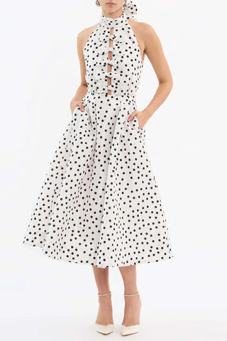 Polka Dot Halter Casual Dress