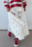 Sheer Floral Flowy Maxi Skirt