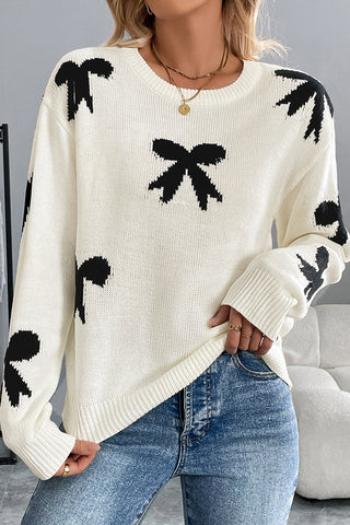 Bow-Pattern Knit Sweater