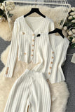 Ribbed Button-Front Pants Set