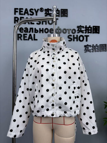 Polka Dot Button-Front Jacket