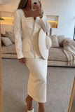 Elegant Peplum Blazer Skirt Set