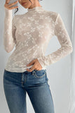 Bow Pattern Sheer Long Sleeve Top