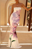Strapless Floral Casual Dress