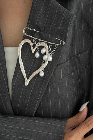 Heart-Shape Safety Pin Brooch