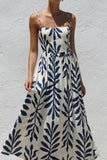 Strappy Leaf Print Midi Dress