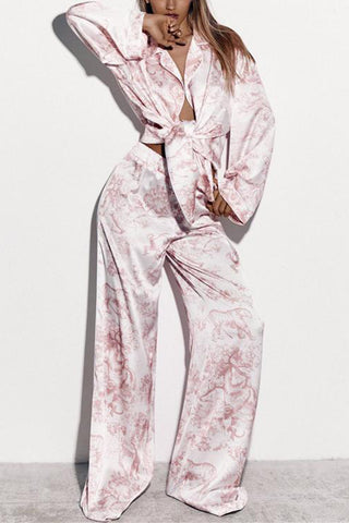 Printed Relaxed-Fit Pants Set