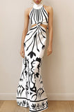 Elegant Halter Cutout Long Dress