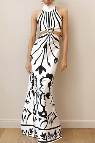 Elegant Halter Cutout Long Dress