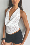 Elegant Draped Lace Tank Top