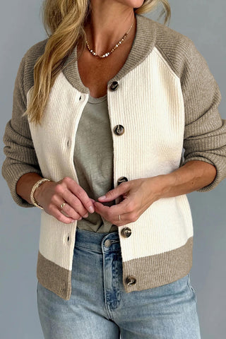 Color Block Button Down Cardigan