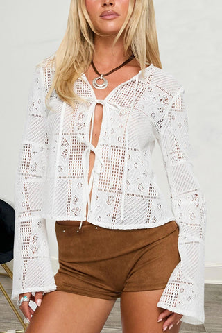 Tie-Front Lace Blouse