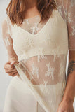 Sheer Lace Overlay Blouse