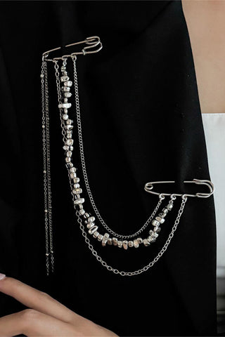 Stylish Pin and Chain Jacket Accessory