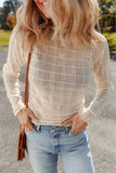 Plaid Sheer Slim Fit Long Sleeve Top
