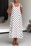 Polka Dot Tie-Shoulder Midi Dress