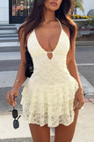 Tiered Lace Halter Dress
